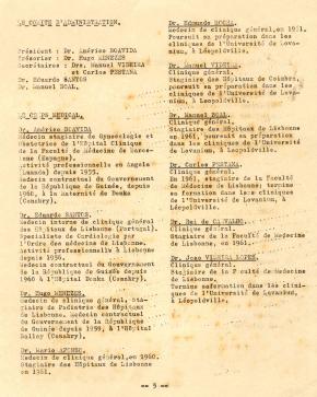 Lista dos médicos ao serviço do CVAAR (Boletim do CVAAR nº 1, de Novembro 1961, pag. 5)