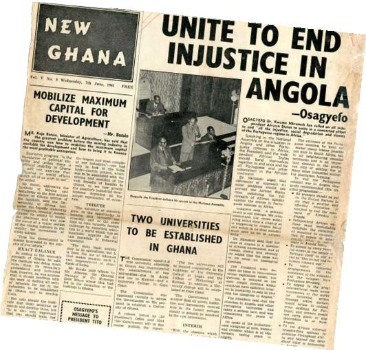  ‘Uni-vos para pôr fim à injustiça em Angola. Osagyefo’ (Título dado a Nkrumah, significando ‘Libertador’ ou ‘Salvador’)