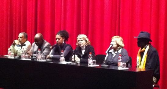  Pedro Pimenta (Dockanema), Soma Ardiouma (FESPACO), Claire Diao (FACC), Dorothee Wenner (Berlinale), Annie Djamal (JCC) e Charles Asiba (Festival de Filmes do Quénia). Foto (c) Berlinda.