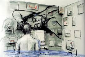 Drawing from Felix in Exile 1994, by William Kentridge.