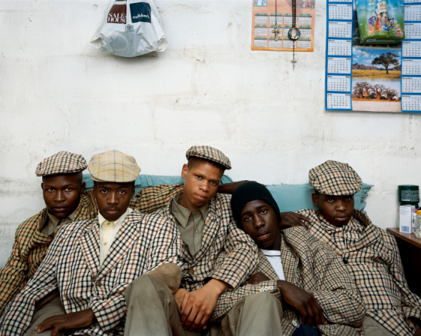 Loyiso Mayga, Wandise Ngcama, Lunga White, Luyanda Mzantsi and Khungsile Mdolo after their initiation ceremony in Mthatha |  Courtesy Stevenson Gallery, Cape Town-Johannesburg/ Yossi Milo Gallery, New York Pieter Hugo