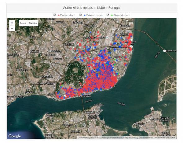 //www.airdna.co. Listagens do Airbnb disponíveis em Maio de 2016