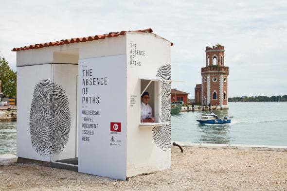 Installation view of the tunisian pavilion, The Absence of Paths, at la Bienalle di Vinezia, photography by Luke Walker