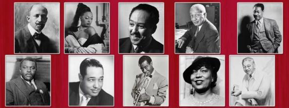 W. E. B. Du Bois, Josephine Baker, Langston Hughes, Alain LeRoy Locke e Claude McKay, Marcus Garvey, Duke Ellington, Louis Armstrong, Zora Neale Hurston e Aaron Douglas