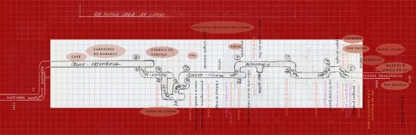 Fig. 3  'Do outro lado da idade, pelo avesso do olhar' a trajetória de Carvalho animada através de um esquema seu. Realizada para a exposição UDZC.