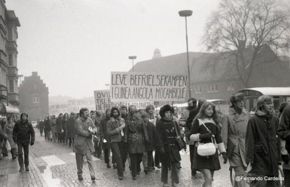 Manifestação de protesto contra o assassinato de Amílcar Cabral. Lund, Suécia, Janeiro de 1973.