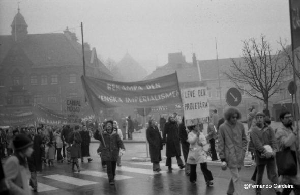 Manifestação de protesto contra o assassinato de Amílcar Cabral. Lund, Suécia, Janeiro de 1973.