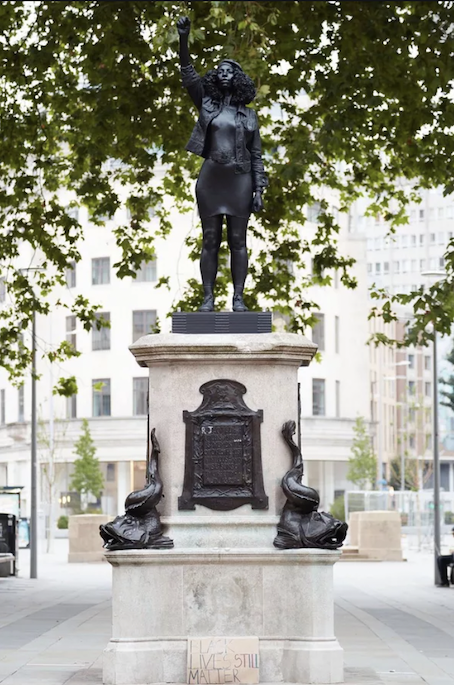 Statue of black protester in Bristol plinth, later removed 