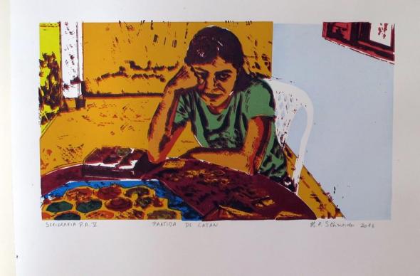 Serigrafia feita pela artista plástica Hélvia Schneider
