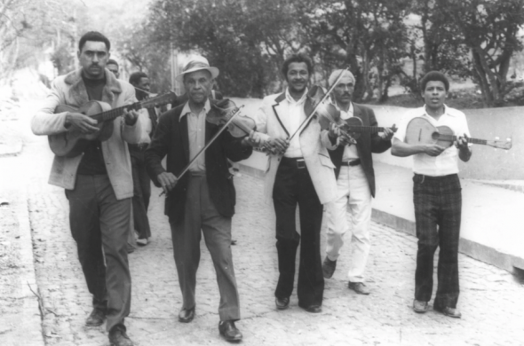 A violinist known as Nhô Raul performs with other morna musicians in the Cape Verdean Island of Brava. Courtesy of Cape Verde's Cultural heritage institute