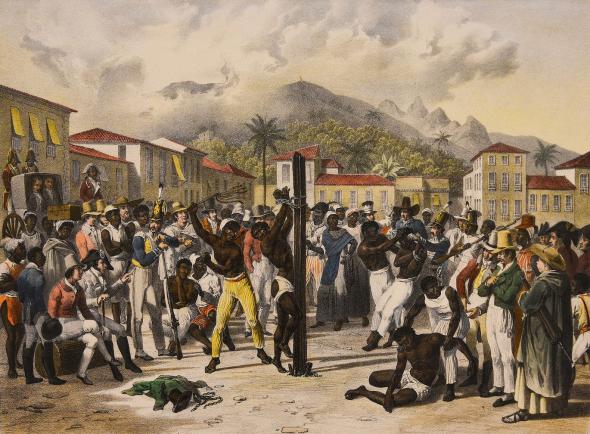 Punição de um escravo no Brasil, por Mauricio Rugendas (circa 1830) | Domínio Público