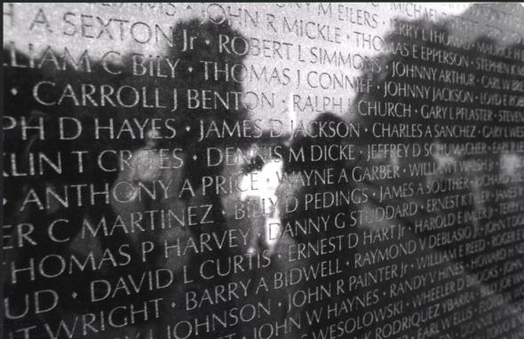 Vietnam Veterans Memorial (detail), Maya Lin, 1982.  Washington D.C.. Courtesy, Marita Sturken.  