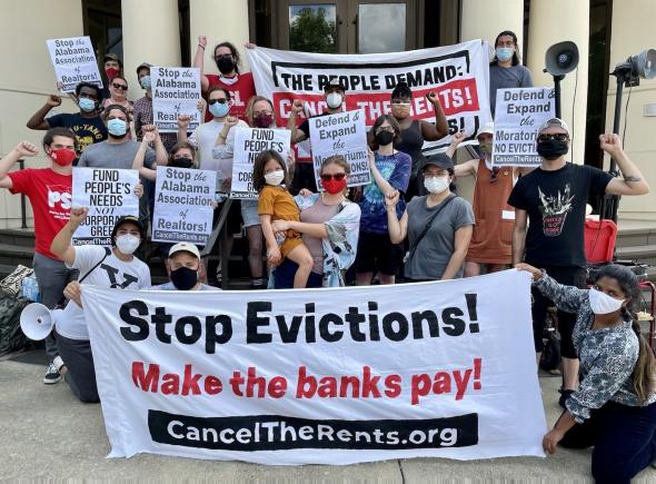 Photo Eviction protest organized by Cancel the Rents. Source Liberation News.