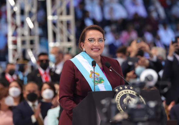 Xiomara Castro at her inauguration as Honduras' new president on January 28, 2022 (Credit- Simon Liu, via Flickr CC).