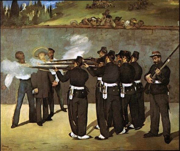 Obra de Edouard Manet, sobre o fuzilamento Maximiliano no Cerro de las CAmpanas, em Querétaro, Junho de 1867 (DR)