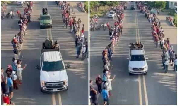 Desfile de supostos sicários do Cartel de Sinaloa em Chiapas (DR)