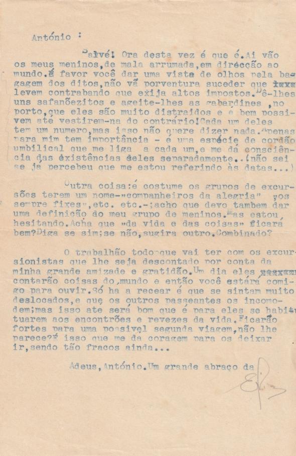 Carta de Ermelinda Xavier para António Jacinto (1952)