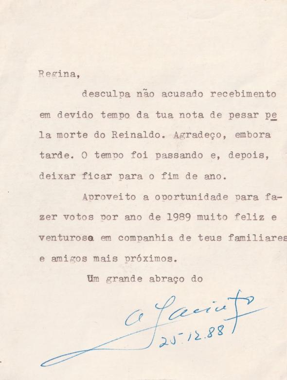 Cartão de António Jacinto para Regina Cardoso Corado