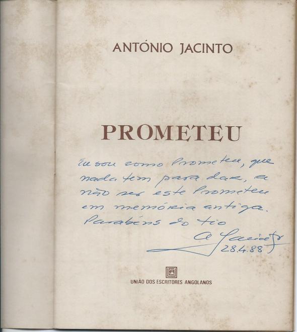 Dedicatória de António Jacinto para Cecília do Amaral Martins