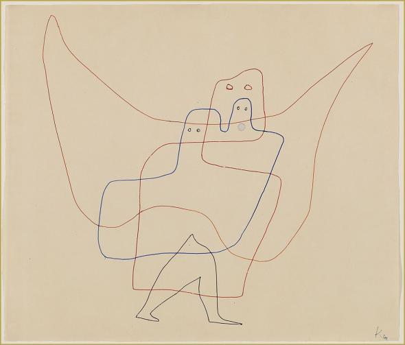 Paul Klee. Ao cuidado do anjo (In Engelshut) 1931 (watercolor, graphite, paper mounted on cardboard) Solomon R. Guggenheim Museum.