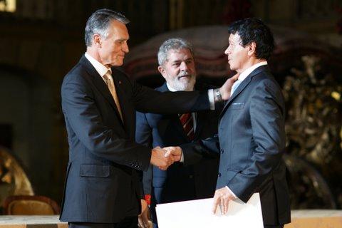 recepção do Prémio Camões, com Cavaco Silva e Lula da Silva 