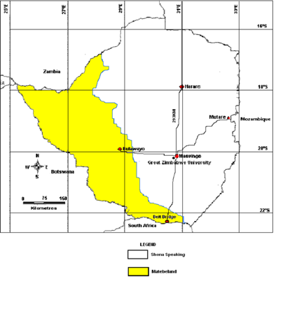 Map of Zimbabwe showing the location of study area. 