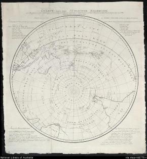 Mapa da Antártida, James Cook e Georg Forster, Voyage Round the World.