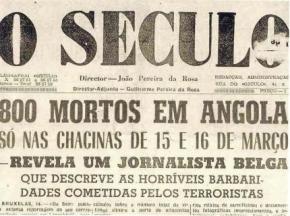 Notícia no jornal O Século sobre os ataques da UPA