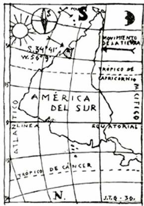  Jaoquín Torres-García,Inverted map of America, 1936.