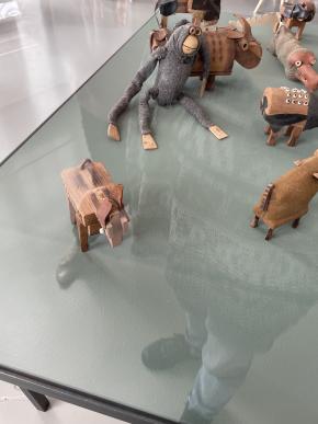 Toys made by Indian artists KG Subramanyan (1924-2016) and Feroz Katpitia (1926-1998), displayed at the Asia Art Archive exhibition at the Fridericianum