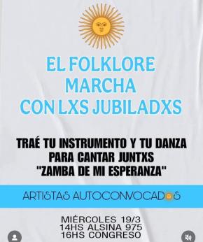 Cartaz de convocatória de músicos folcloristas para apoiar as manifestações dos reformados argentinos (DR)
